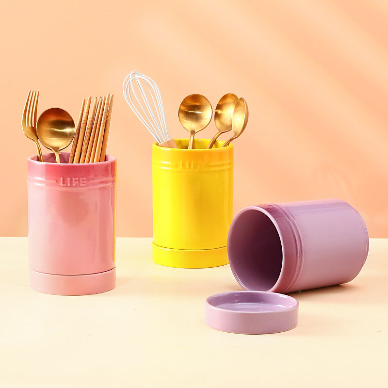 Kalours Utensil Holder with Drain Holes - Kitchen Countertop Organizer for Spoons, Forks & Cooking Tools | Perfect for Drying & Storing Utensils by Sink