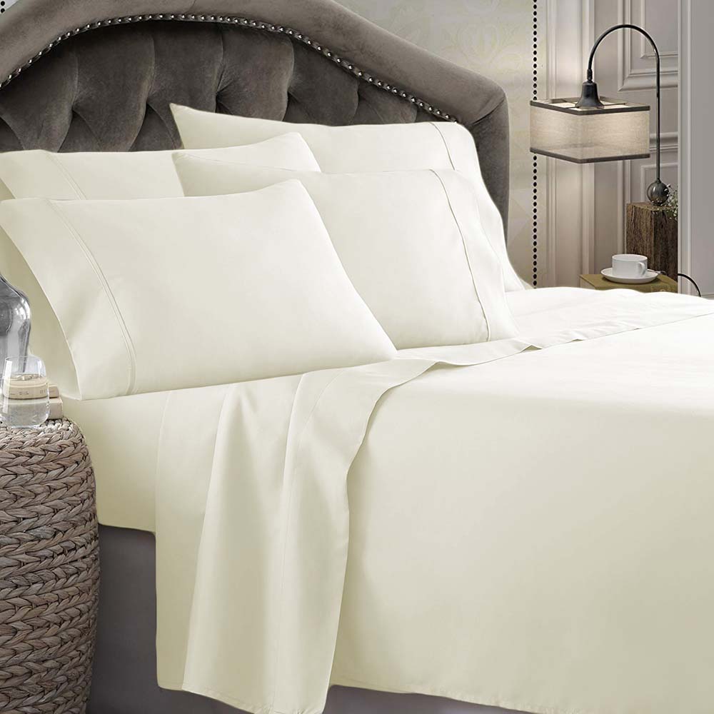 1800 Series Microfiber Sheet Set - Ivory King Single Bed Size - Ultra Soft & Breathable Bedding for Comfortable Sleep - Perfect for Guest Rooms, Dorms, and Apartments