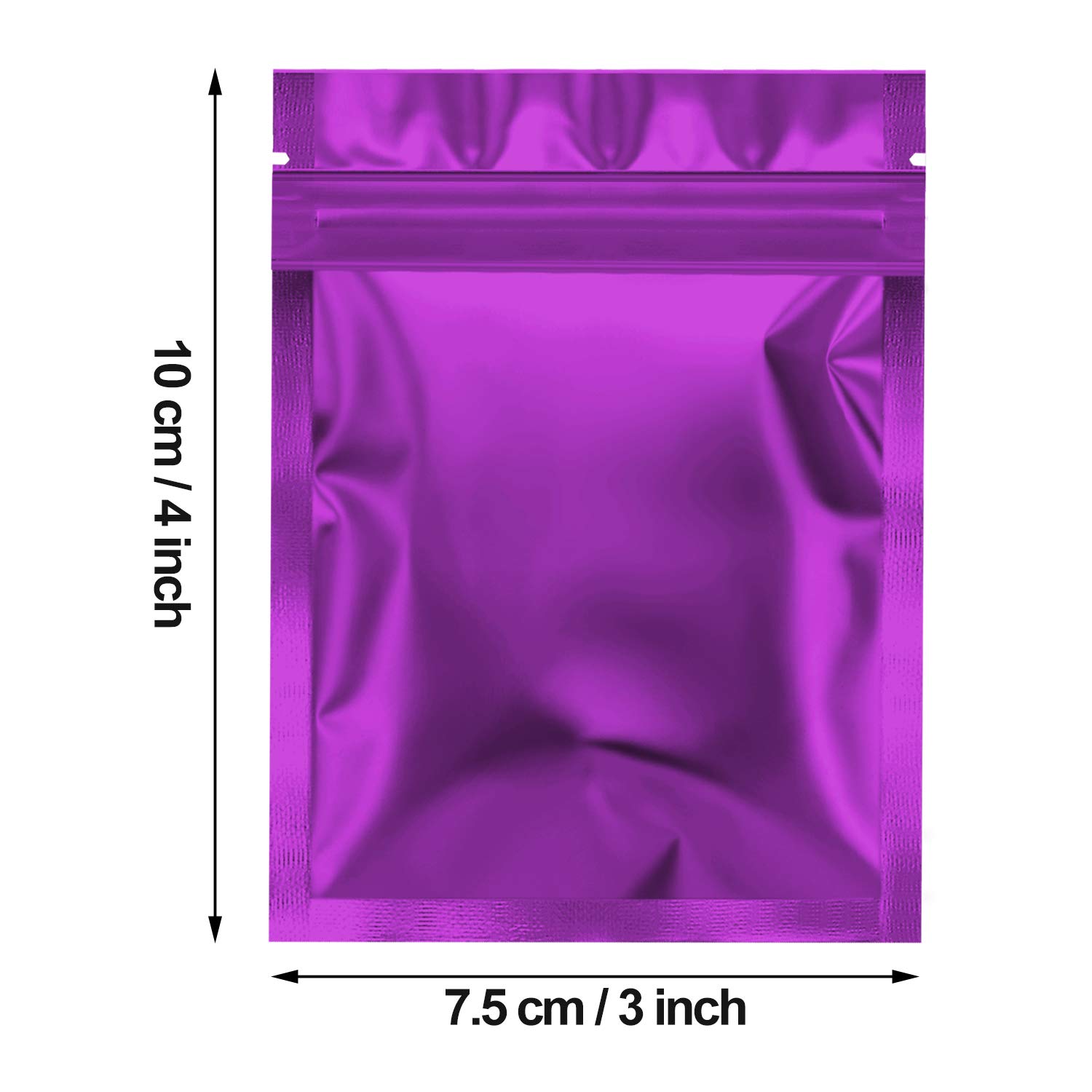 100-Piece Holographic Food Storage Bags - 3x4 Inch Reusable Zip Lock Pouches for Snacks, Candy, Nuts & Small Items (Purple) - Perfect for Home, Office & Travel Organization