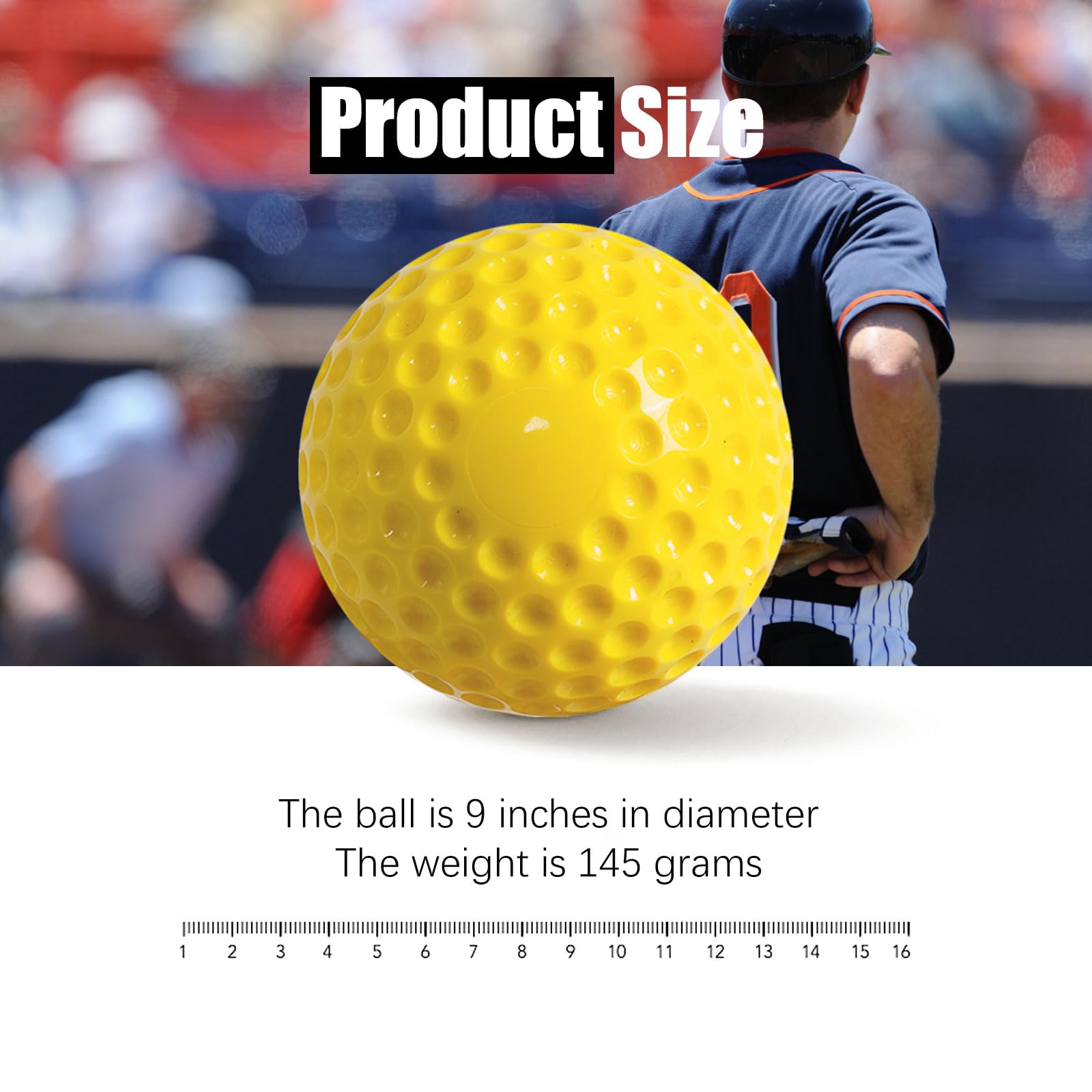 12 Pack Yellow Dimpled Baseballs - 9-Inch Pitching Machine Practice Balls for Hand-Eye Coordination, Hitting & Fielding Training | Perfect for Baseball Drills, Batting Cage & Youth Sports Practice