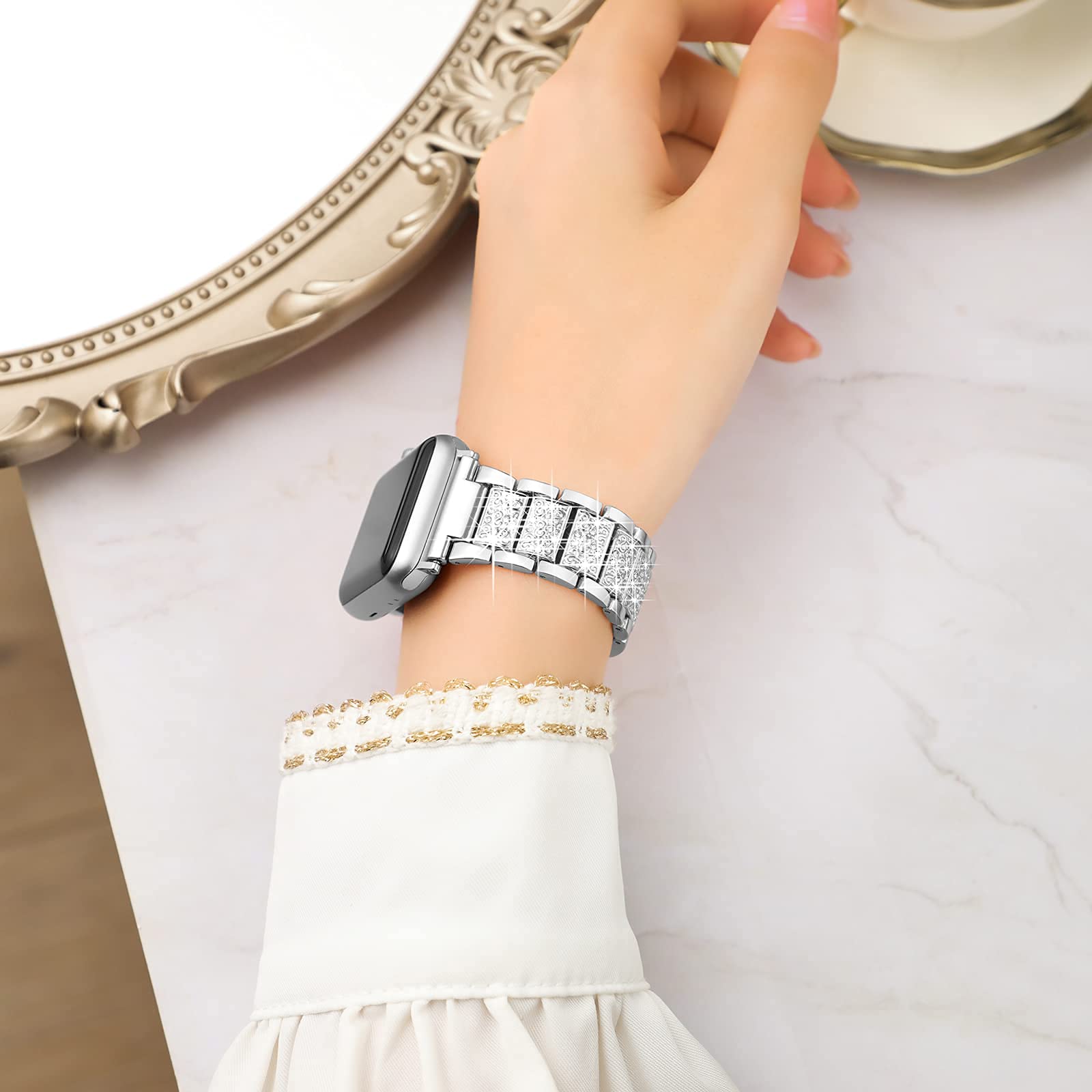 YGTIECS Bling Diamond Bracelet Compatible with Apple Watch 38mm 40mm 41mm 42mm 44mm 45mm 46mm 49mm - Elegant Dressy Band for Women, iWatch Ultra 2/1 Series 10/9/8/7/6/5/4/3/2/1/SE - Perfect for Parties, Weddings & Everyday Luxury Wear