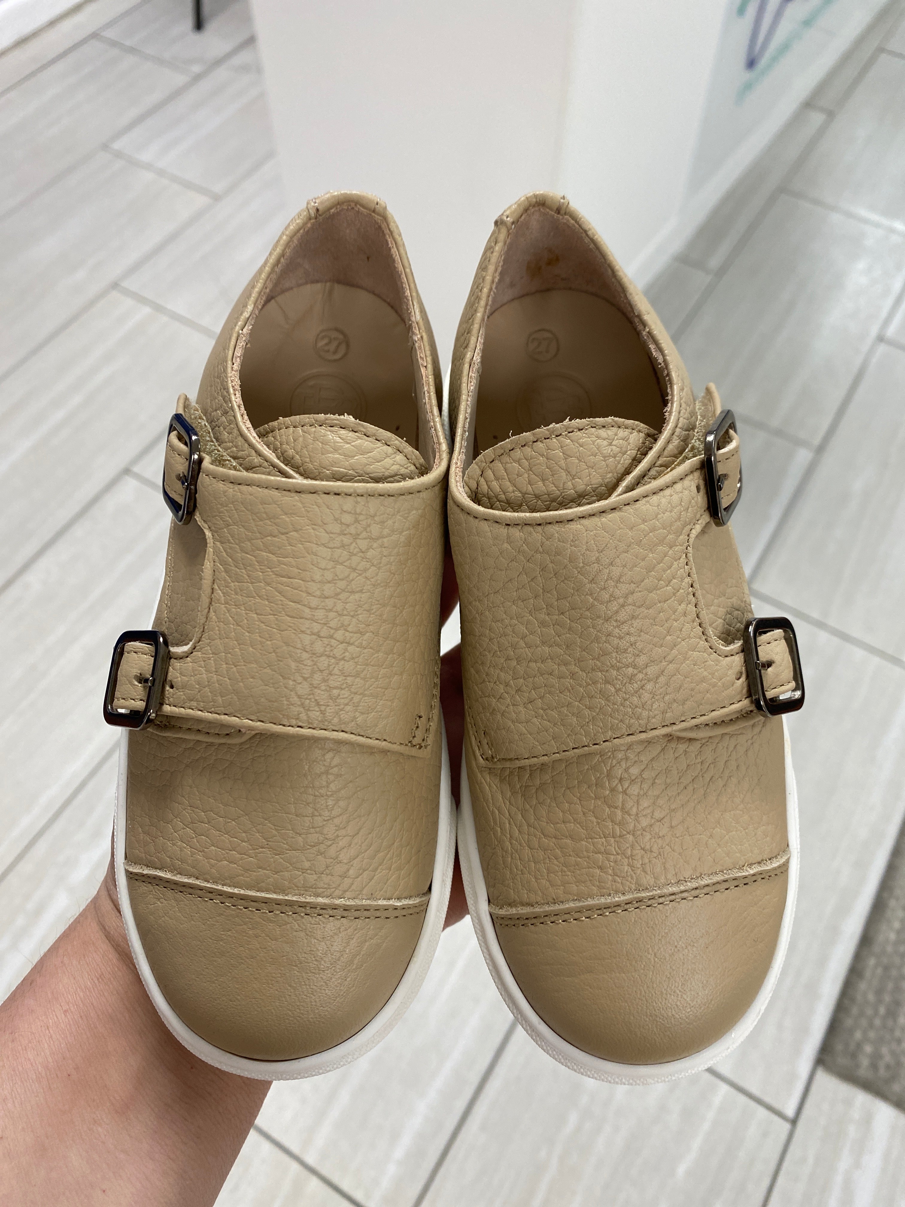 Blublonc Women's Ivory Pebbled Leather Captoe Dress Sneakers - Comfortable & Stylish for Work, Office, and Casual Outings