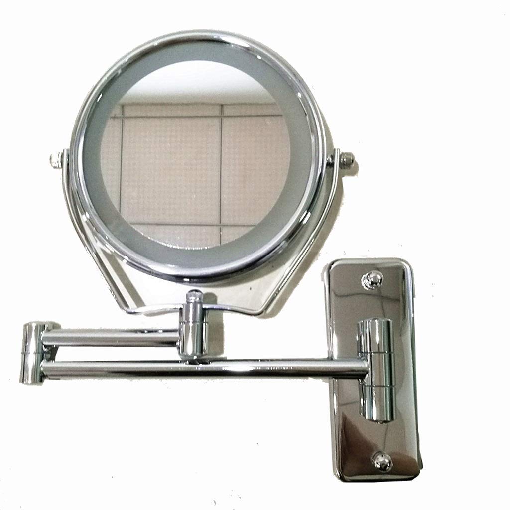 LED Wall Mounted Makeup Mirror with Light - 7X Magnification, Two-Sided Swivel & Extendable - Perfect for Bathroom, Shaving & Vanity - Nickel Finish (Ideal for Makeup Application, Grooming & Home Decor)