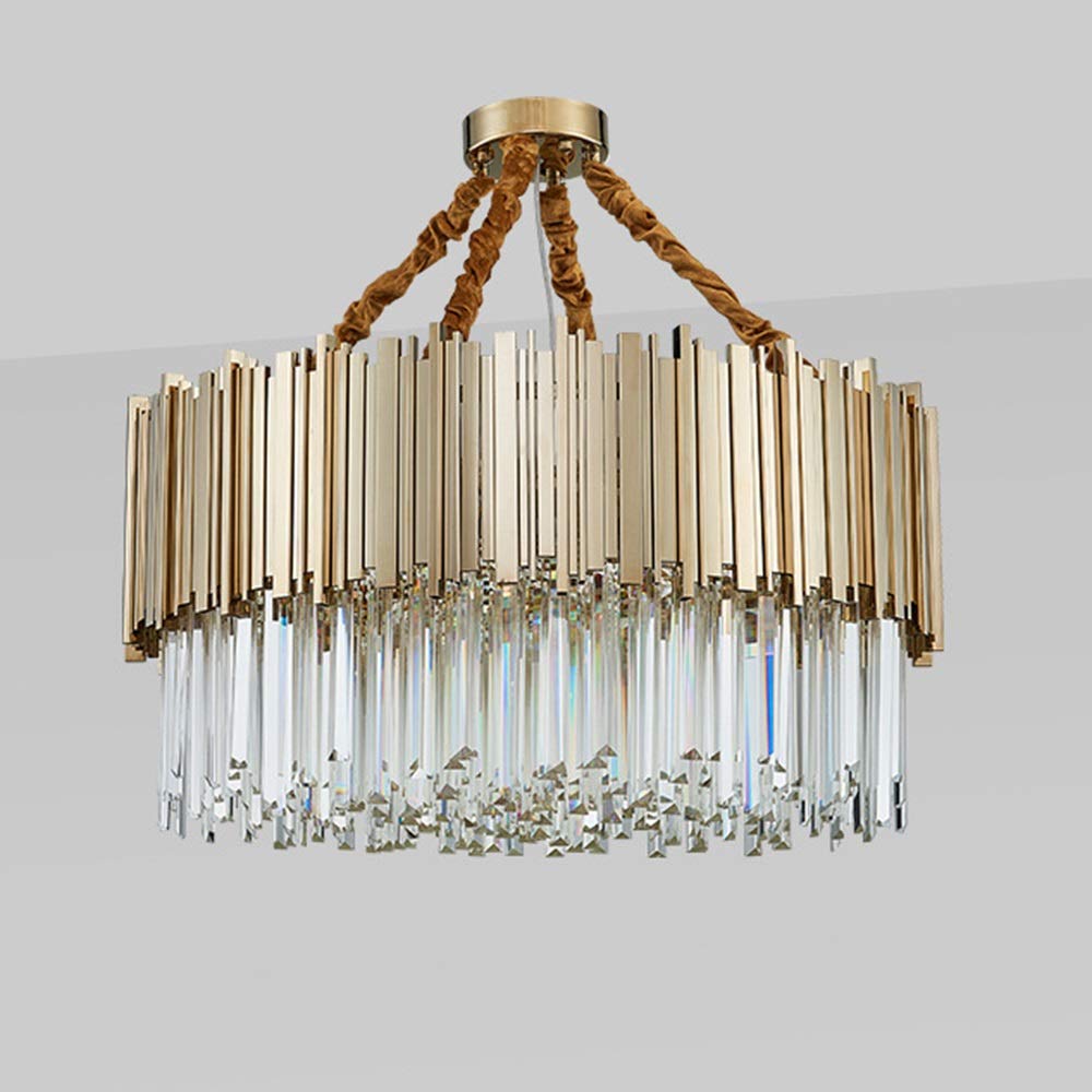 Modern LED Chandelier - Northern European Style Crystal Ceiling Light for Living Room & Restaurant | Single Layer Round Neoclassical Luxury Lighting for Home Decor & Dining Ambience