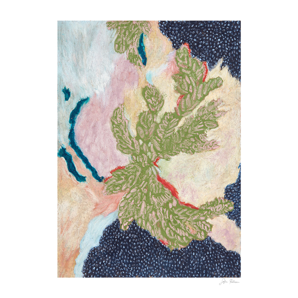 Little Garden Art Print - Handmade Botanical Wall Decor for Home & Office - Perfect for Living Room, Bedroom & Nursery