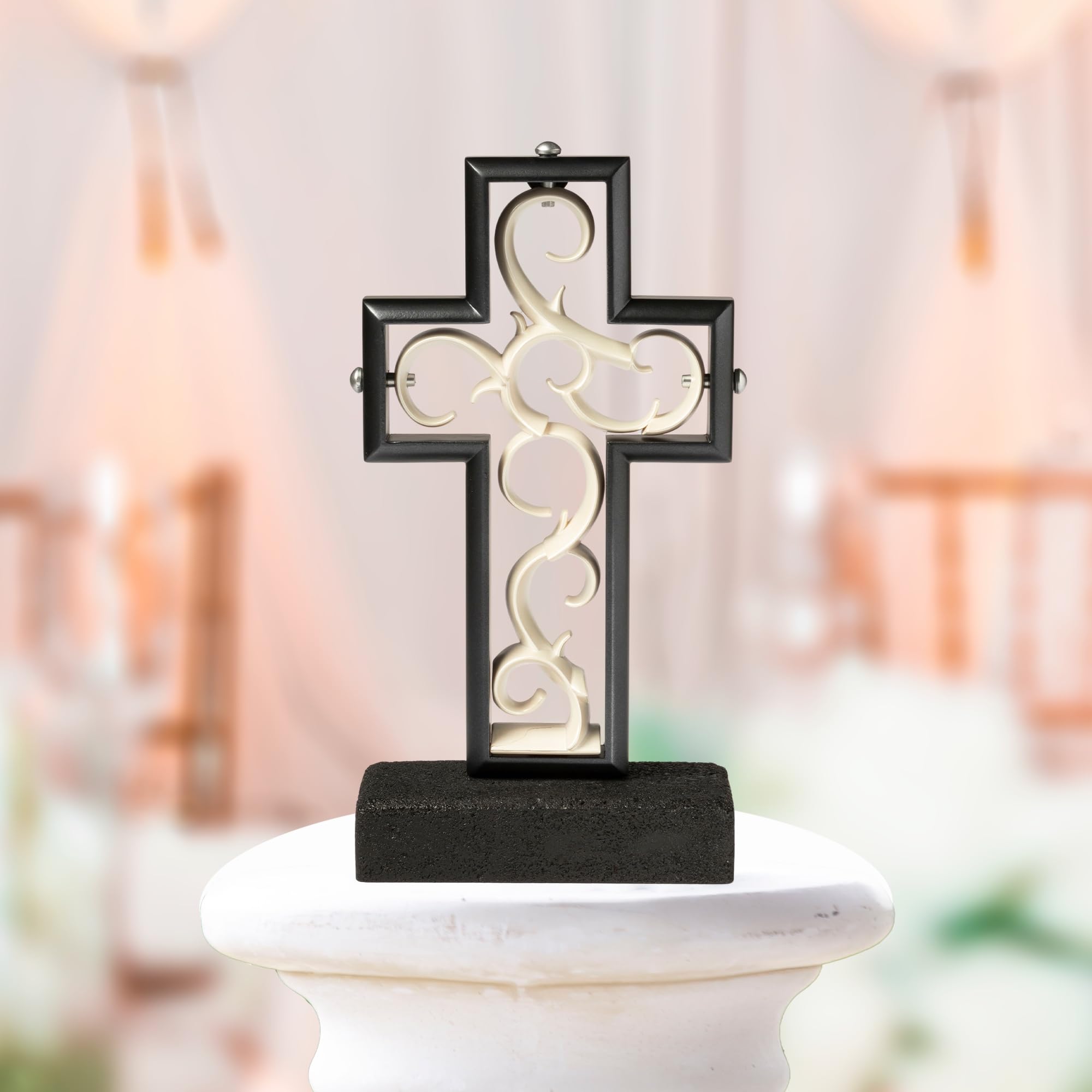 Unity Cross® Black and Pearl White Wedding Ceremony Set - Elegant Unity Candle & Sand Alternative for Christian, Catholic, Non-Denominational Weddings - Perfect for Vow Renewals, Anniversary Celebrations and Romantic Ceremonies