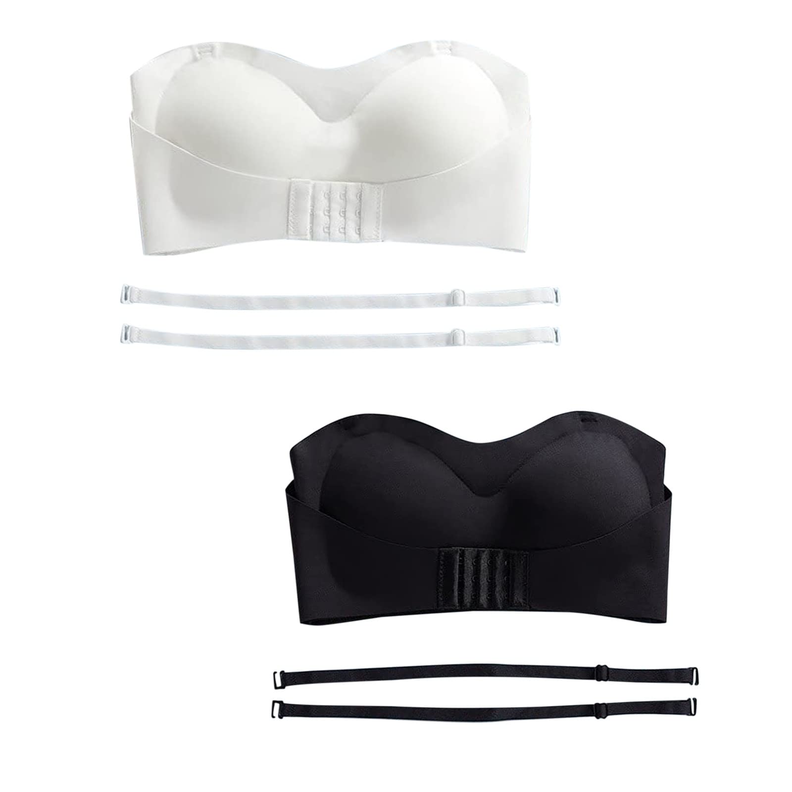 Reusable Breast Pads 2 Pack | Women's Strapless Push Up Bandeau Bra with Front Buckle & Wire Support | Comfortable Lift & Shaping Lingerie | Perfect for Everyday Wear, Special Occasions & Nursing