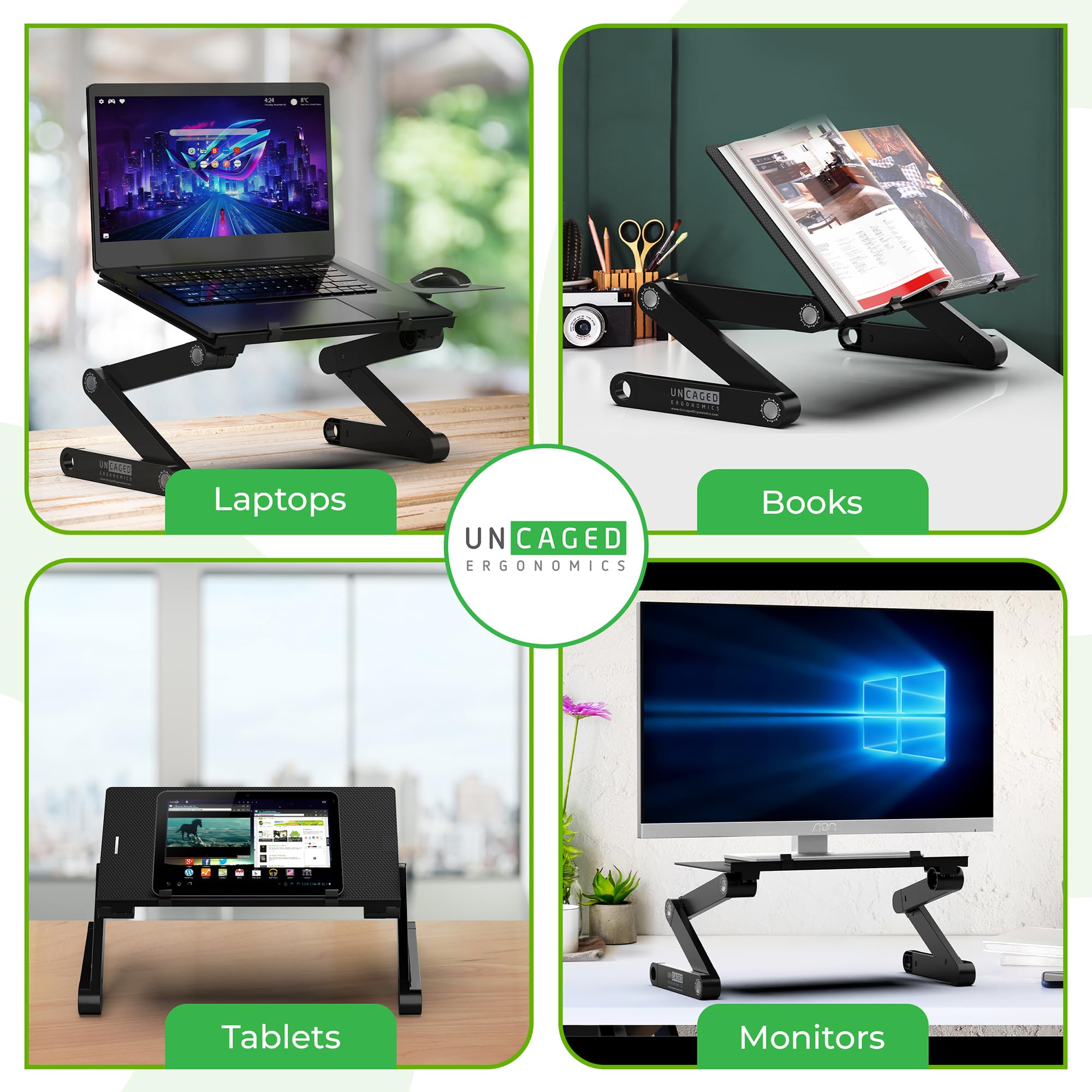 WorkEZ BEST Adjustable Laptop Stand for Desk - Portable & Foldable Ergonomic Computer Stand with Height Adjustment & Cooling Features (XL-Blue) - Perfect for Home Office, Gaming & Workspace Setup