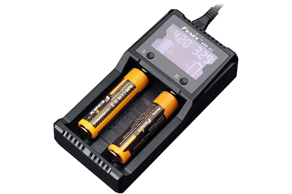 Fenix ARE A2 Smart Battery Charger for AA AAA NiMH Li-ion - Fast Charging with LCD Display - Perfect for Home, Travel, and Emergency Preparedness