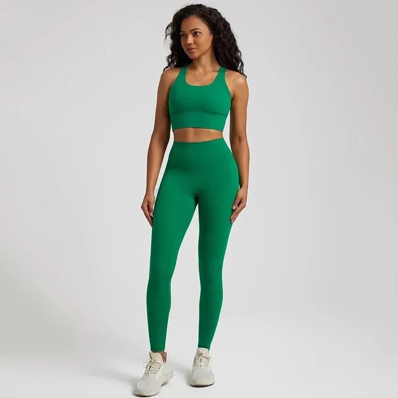 Buttery Soft 2-Piece Yoga Set for Women - Strappy Sports Bra & High Waist Leggings | Workout Outfit, Gym Clothing & Sports Suits | Perfect for Yoga, Pilates & Fitness Training