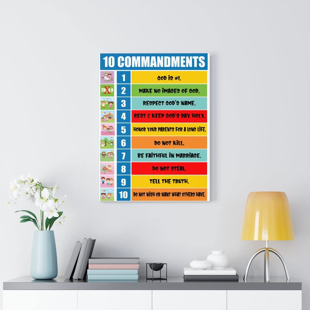 10 Commandments Bible Art - Christian Home Decor & Sunday School Gifts for Expressing Faith - Perfect for Church, Bible Study & Christian Family Gifts