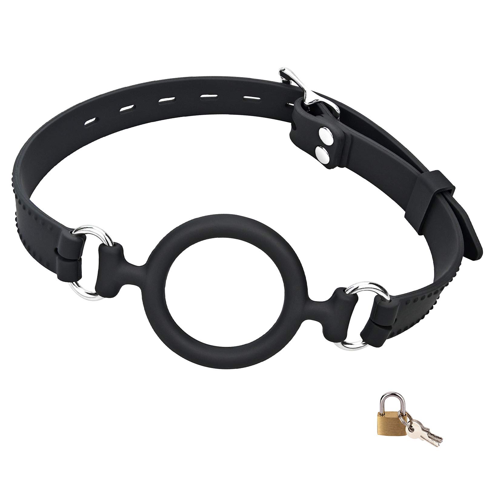 Roluck O Ring Ball Gag with Lock - Silicone Bondage Ball Gag for BDSM, Adult Sex Toys - Perfect for Role Play, Sensory Deprivation, and Spice Up Your Intimate Moments