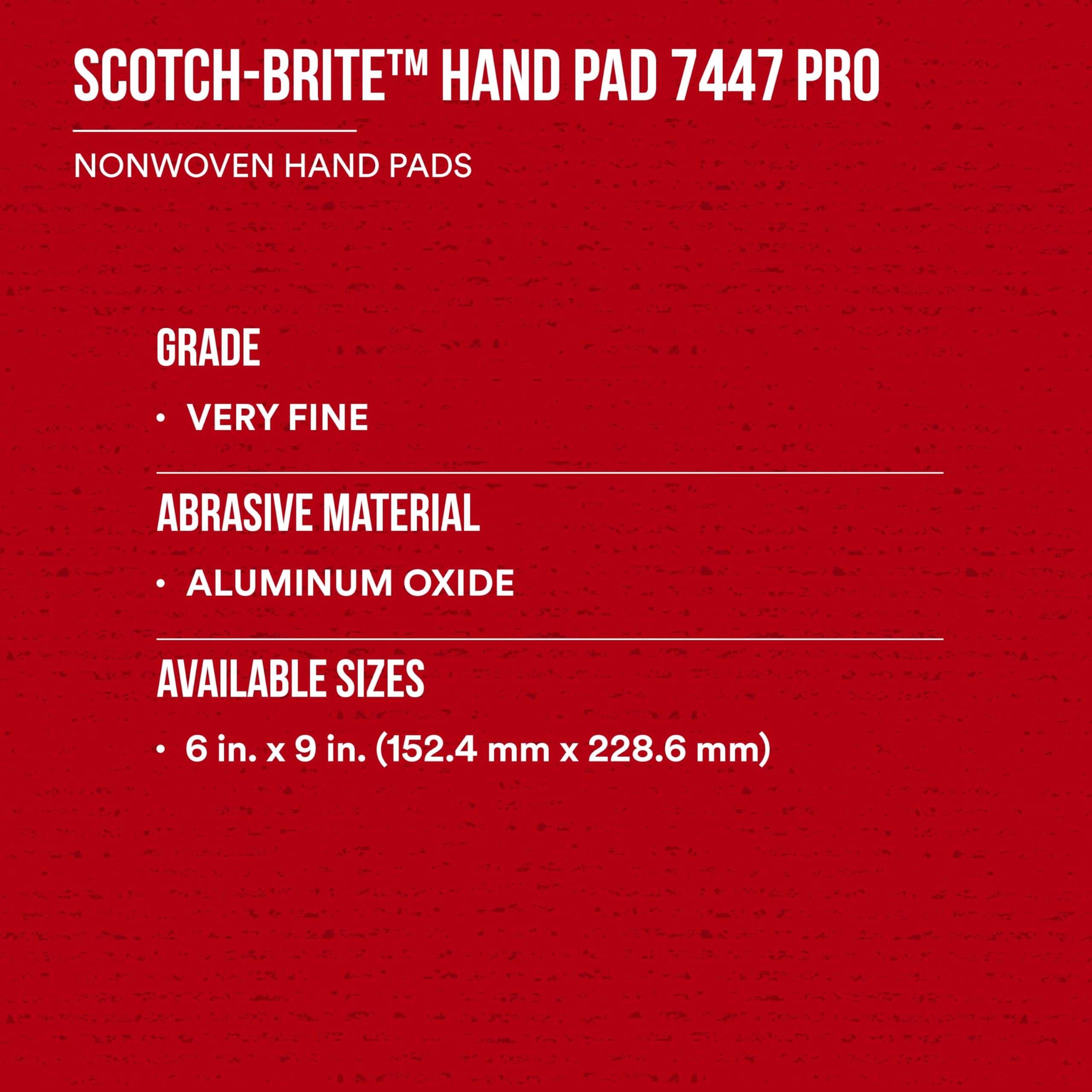 3M Scotch-Brite 7447B Pro Hand Pad - 60-Pack Fine Grade 6