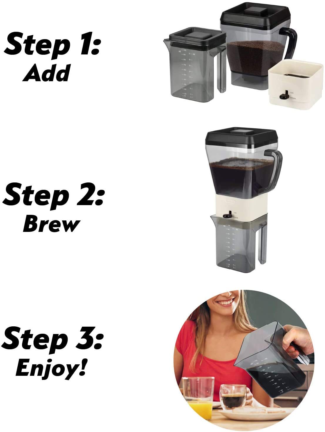 Premium Cold Brew Iced Coffee Maker - 12 Servings Rich Coffee Concentrate for Hot & Cold Drinks | Perfect for Home, Office & Outdoor Use