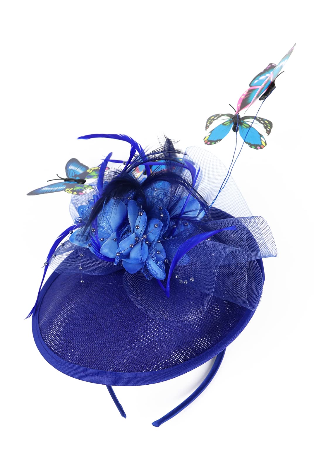 Elegant Butterfly Fascinator Hat with Feathers - Derby Tea Party Headband for Women - Monarch Butterfly Hair Accessory for Weddings, Garden Parties & Special Events