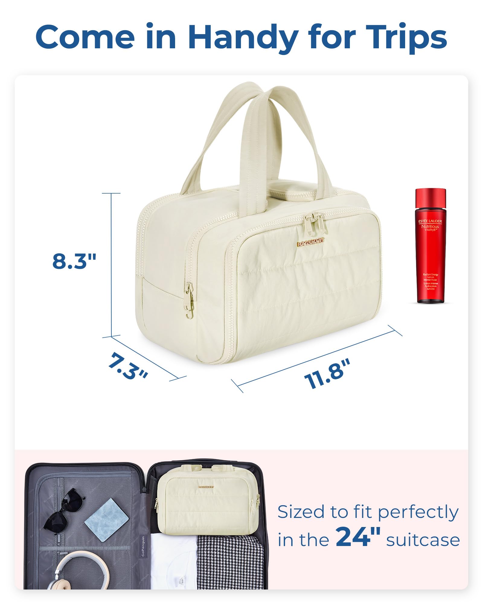 BAGSMART Travel Toiletry Bag - Large Cosmetic Organizer for Women | Perfect for Travel & Daily Use