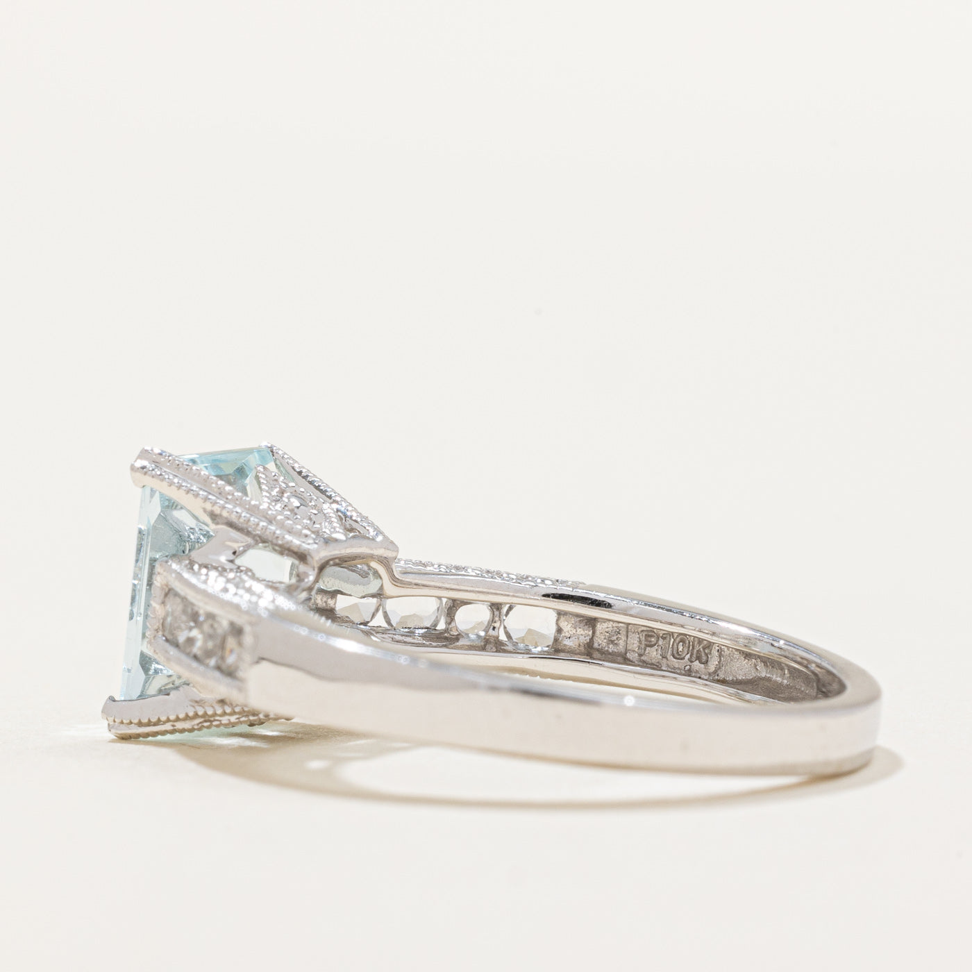 Aquamarine & White Topaz Cocktail Ring - 2.00ct Aquamarine & 0.24ctw White Topaz - Size 7.25 - Elegant Statement Jewelry for Parties, Weddings & Special Occasions