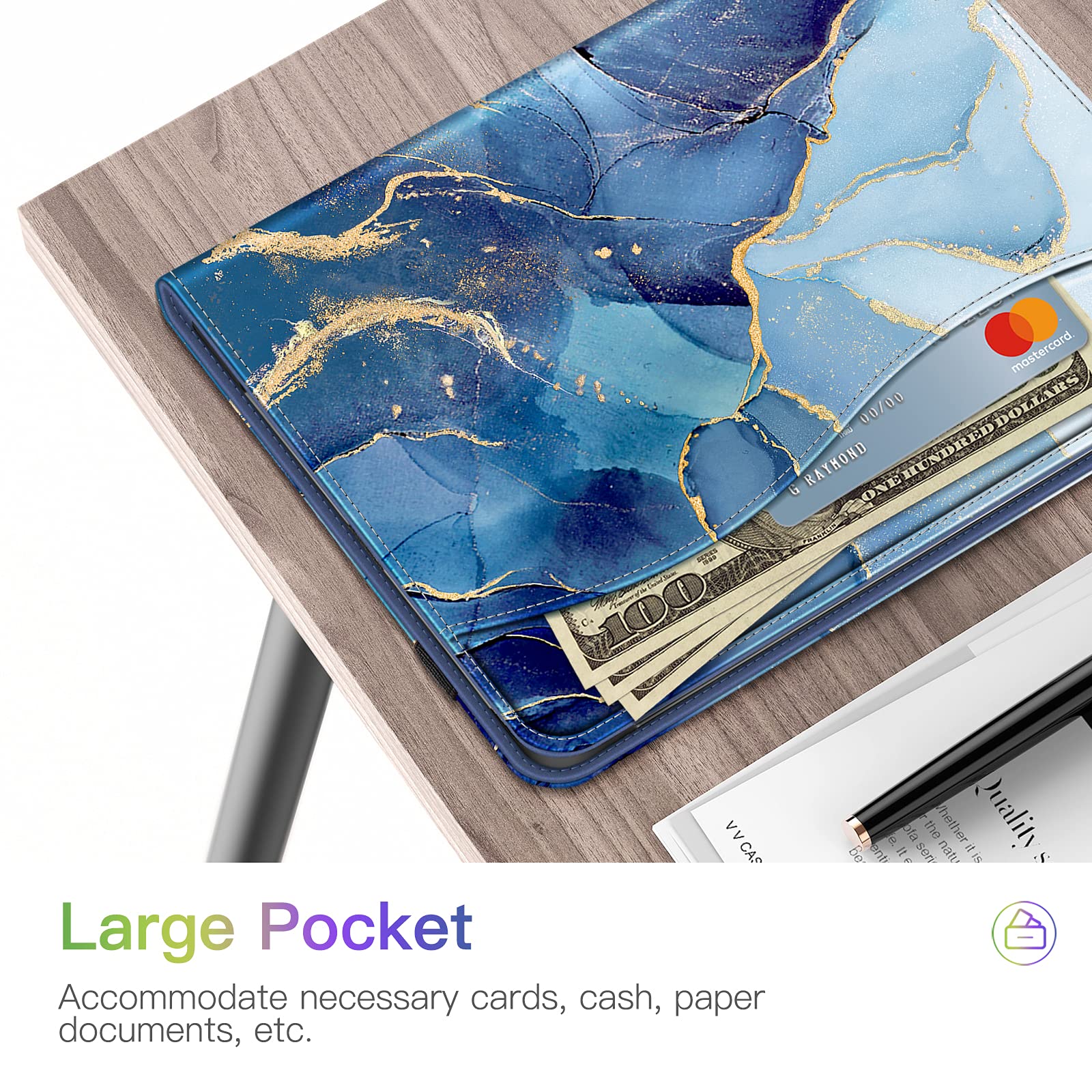 Fintie iPad Air 11-inch Case (M3 2025/M2 2024) & 10.9-inch (5th/4th Gen) Protective Cover - Multi-Angle Stand, Pencil Holder, Storage Pocket - Ocean Marble Design for Work, School & Travel