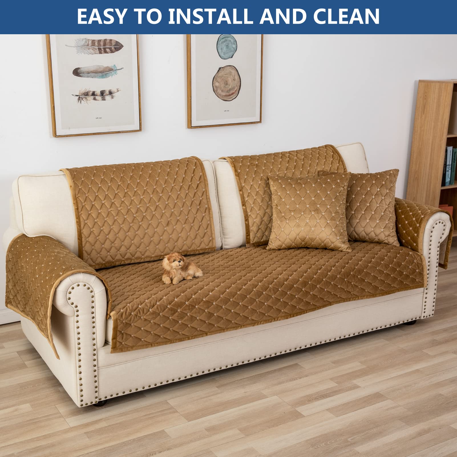 Eismodra 3 Cushion Couch Cover - Anti-Slip Sectional Sofa Slipcover for Pets & Kids - 43