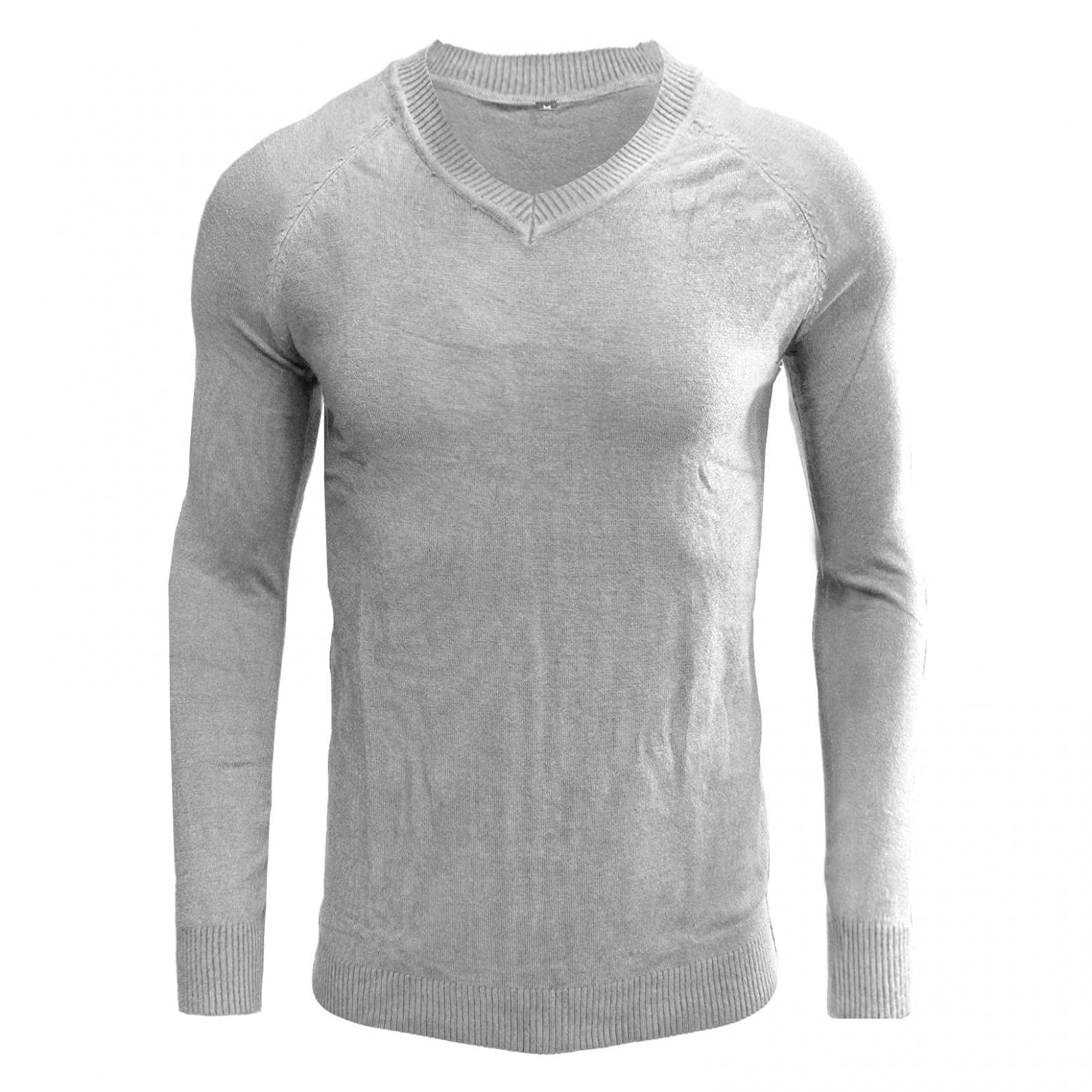 Men's Stretch Cotton V-Neck Thermal Sweater - Lightweight Slim Fit Soft Merino Wool Pullover for Work & Casual Wear | Winter Layering & Office Outfits