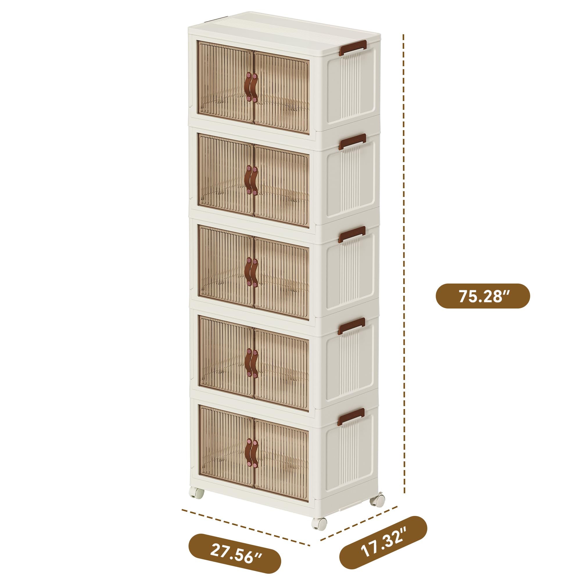 130 QT Large Plastic Storage Bins with Lids & Wheels - Stackable Open Front Storage Containers for Clothes, Home Organization & Room Decluttering - White 5-Tier Storage Solution for Closet, Garage & Office