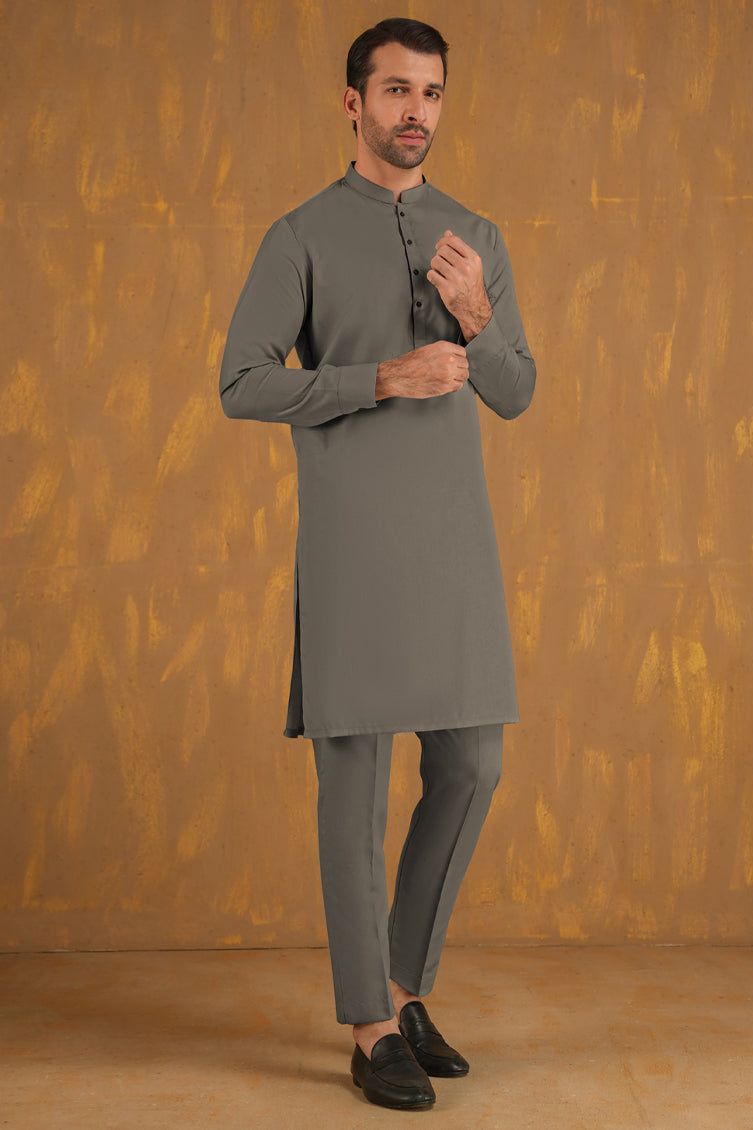 Premium Blended Grey Unstitched Suit by J. Junaid Jamshed - Elegant Formal Wear for Weddings & Special Occasions