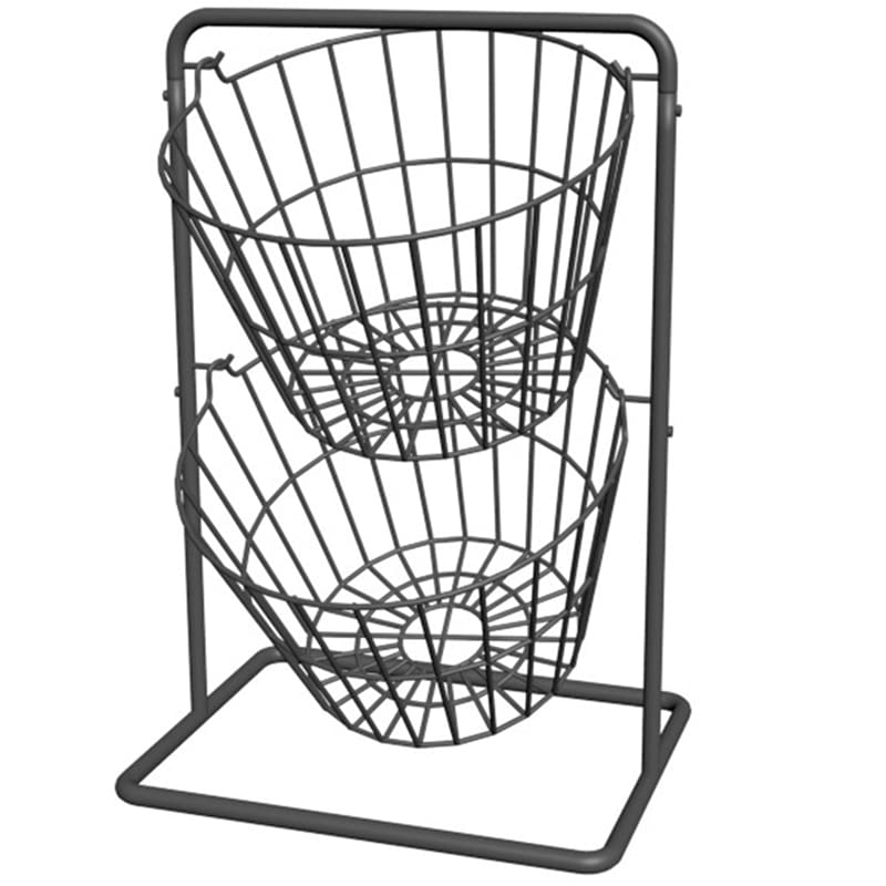 2-Tier Iron Art Fruit Basket - Hollow Out Design for Vegetables & Food Storage - Kitchen Organizer (Red) - Perfect for Pantry, Countertop & Dining Table Decor