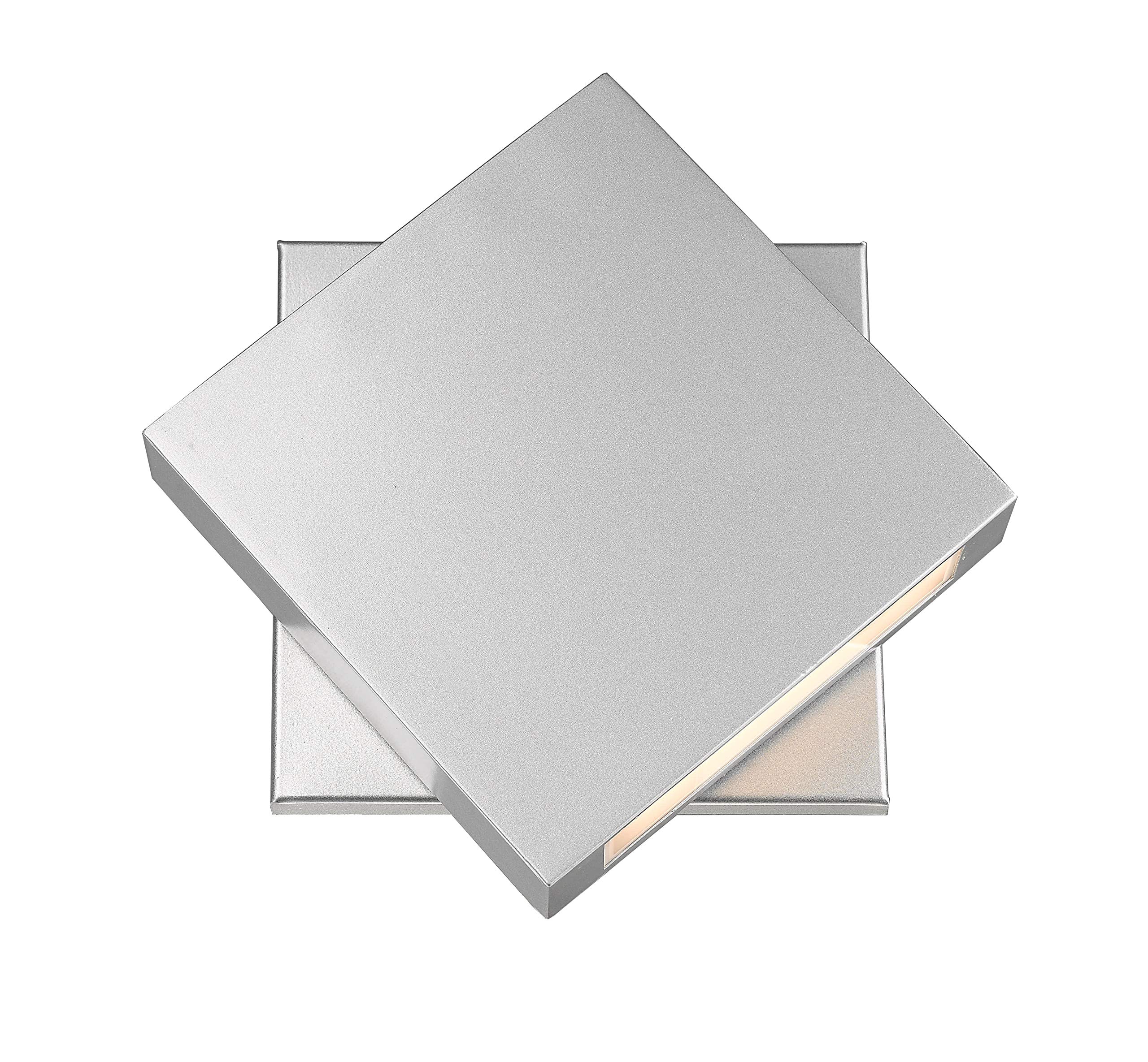 Quadrate 1 Light Outdoor Wall Sconce - Silver Finish - Weatherproof Exterior Lighting for Porch, Patio, and Garden