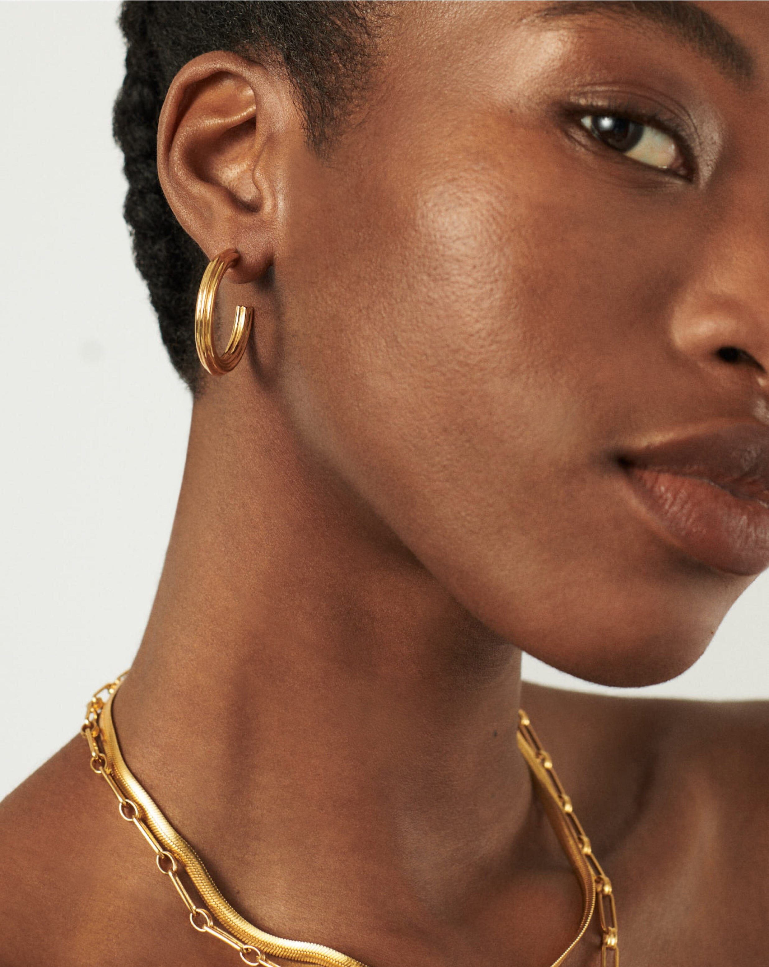 18k Gold Plated Ridge Large Hoop Earrings for Women - Elegant Statement Jewelry for Parties, Weddings & Everyday Wear