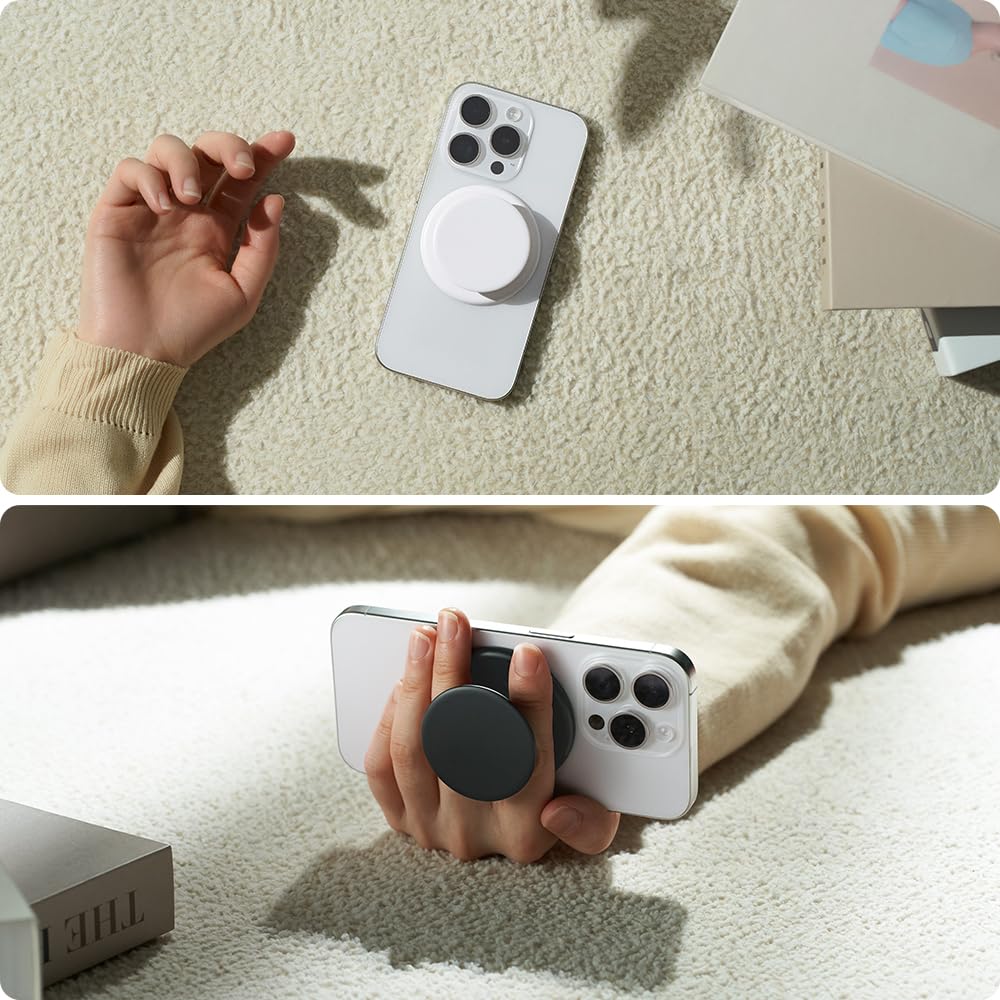 Sinjimoru Soft Silicone Magnetic Phone Grip for iPhone 16/15/14/13/12 - M-Tap Tok Lavender MagSafe Finger Holder | Comfortable One-Hand Use for Driving, Video Calls & Daily Activities