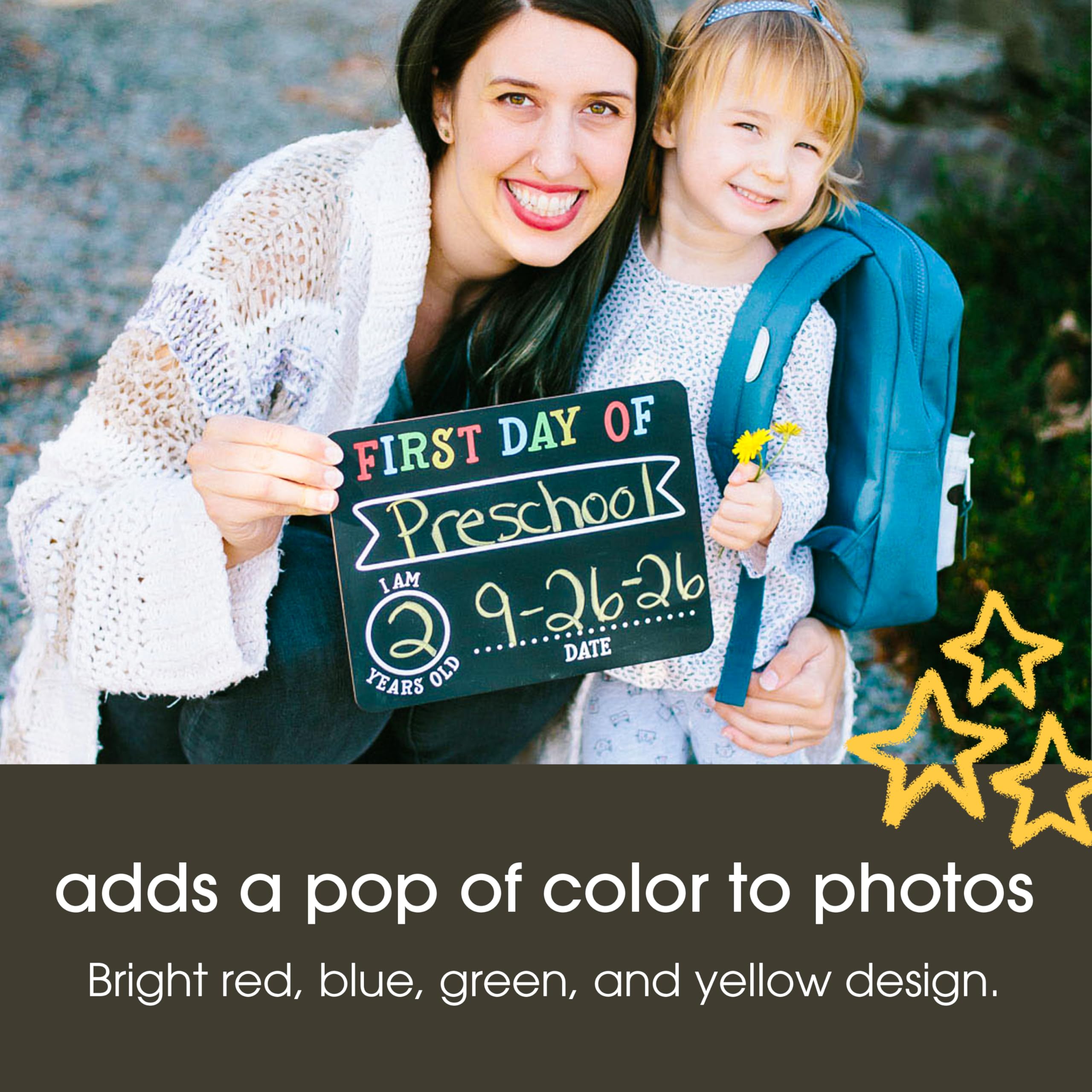 Pearhead First and Last Day Chalkboard Signs - Reusable & Erasable Photo Prop for School Milestones (Includes 2 Chalkboards + White & Yellow Chalk) - Perfect for Back-to-School, Graduation & Yearly Growth Photos
