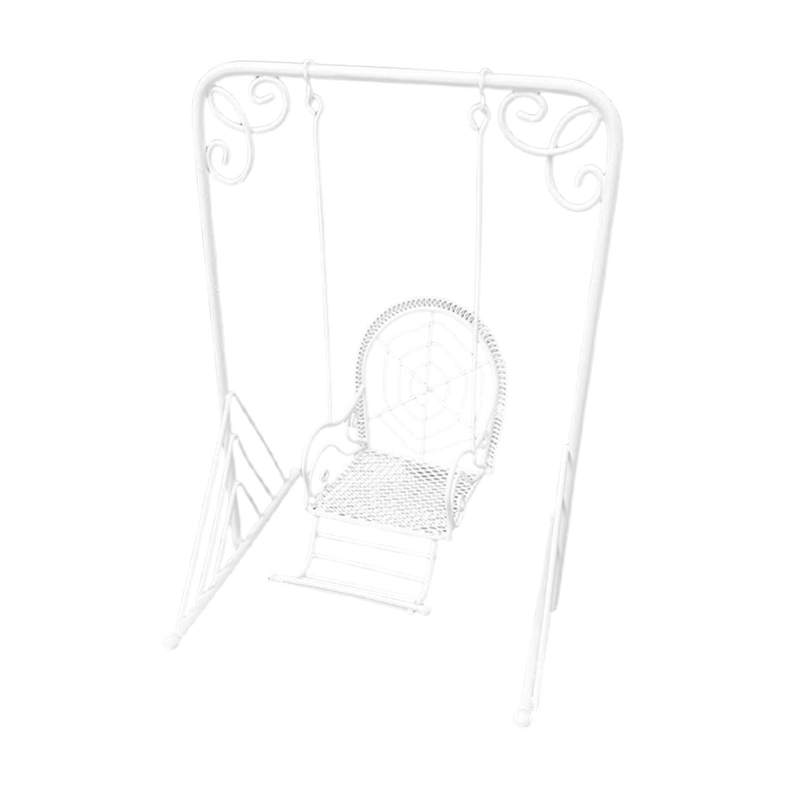 Miniature Dollhouse Swing Rocking Chair - 1:12 Scale Wooden Furniture for Bedroom & Garden Decor - Perfect for Dollhouse, Fairy Garden, and Model Scenes