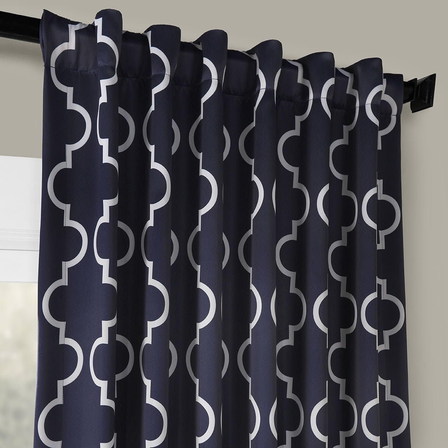 Seville Navy Geometric Blackout Curtains for Bedroom - Modern Window Treatment for Light Blocking & Privacy - Perfect for Home, Office, Nursery & Dorm Room