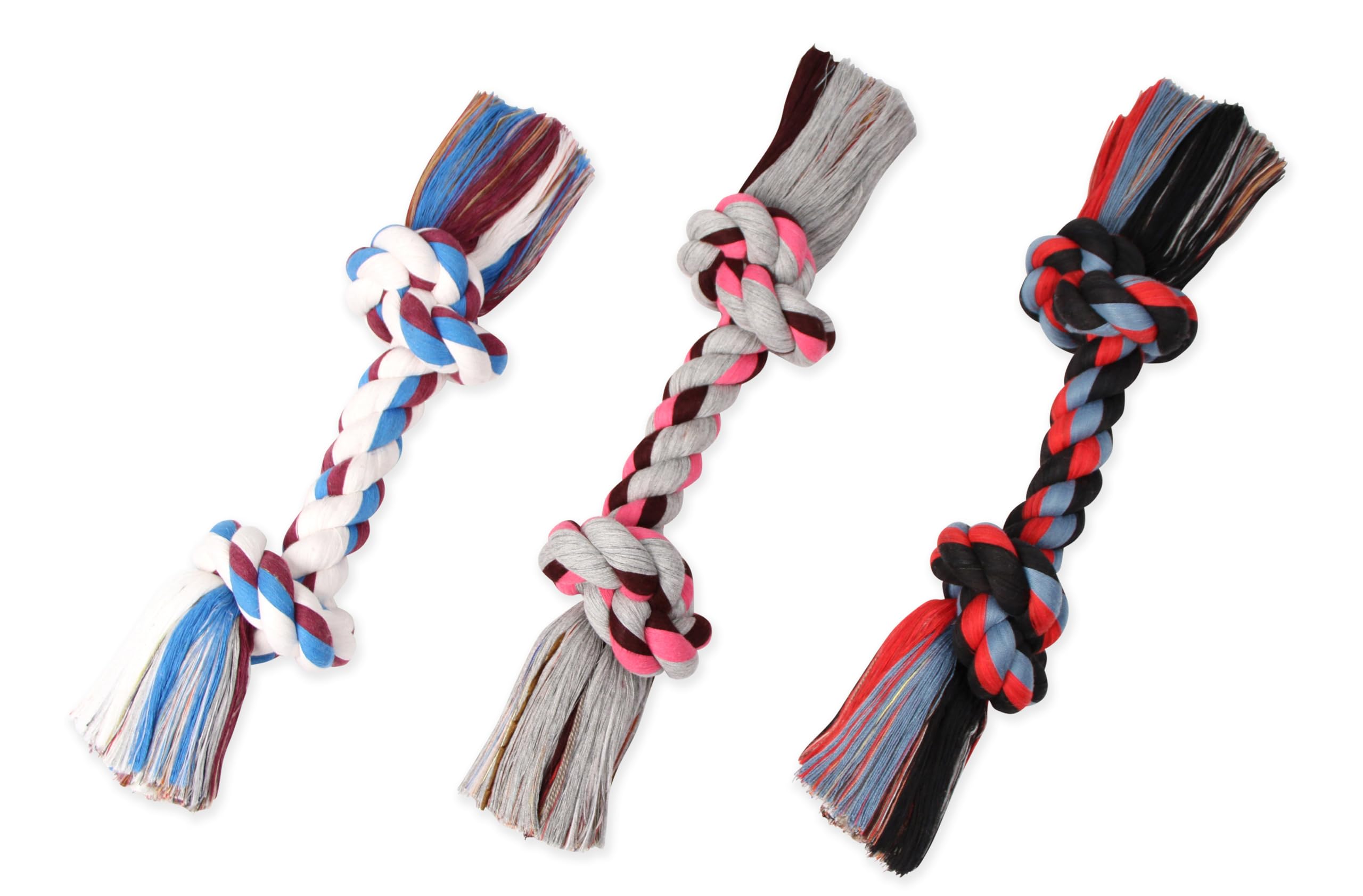 Mammoth Pet Products Flossy Chews Color Rope Bone - Premium Cotton-Poly Rope Toy for Large & X-Large Dogs - Interactive Tug & Chew Toy for Playtime & Training - Durable 19