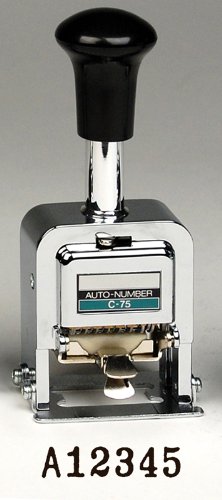 Lion Pro-Line Heavy-Duty Automatic Numbering Machine with 6-Wheels & Alphabet - C-75 Silver | Perfect for Document Stamping, Invoice Numbering & Office Organization