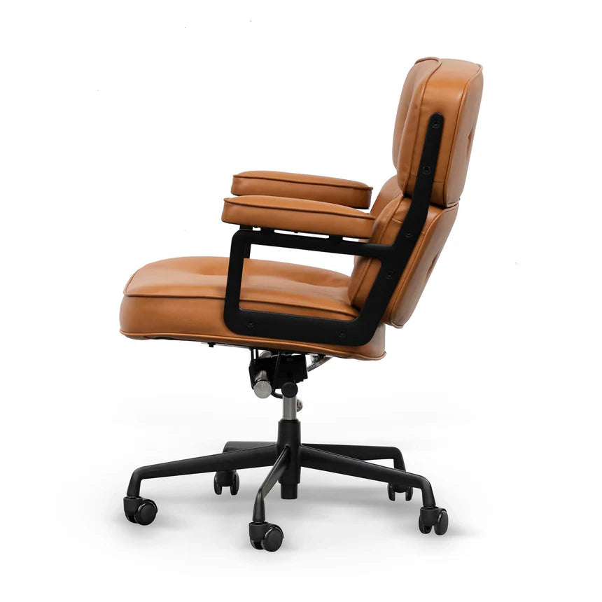 Ergonomic Adjustable Office Leather Chair - Honey Tan - Comfortable Executive Desk Chair for Home & Office Workspace