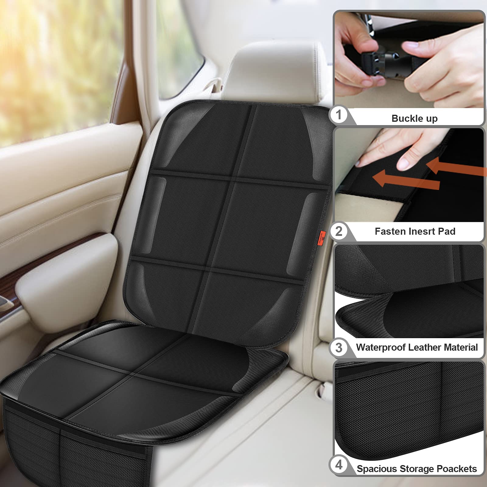 Waterproof 600D Fabric Car Seat Protector for Baby & Pets - Durable Auto Seat Cover with 2 Storage Pockets (1 Pack) | Perfect for Child Safety, Pet Protection & Vehicle Interior Care