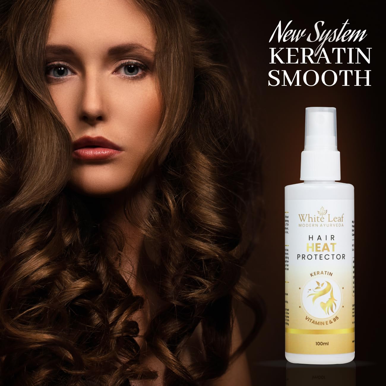 White Leaf Advanced Heat Protectant Spray for Hair Straighteners & Styling - 100ml | Sulfate-Free, Paraben-Free, SLS-Free | Prevents Heat Damage for Smooth, Shiny Hair | Perfect for Daily Styling & Salon Use