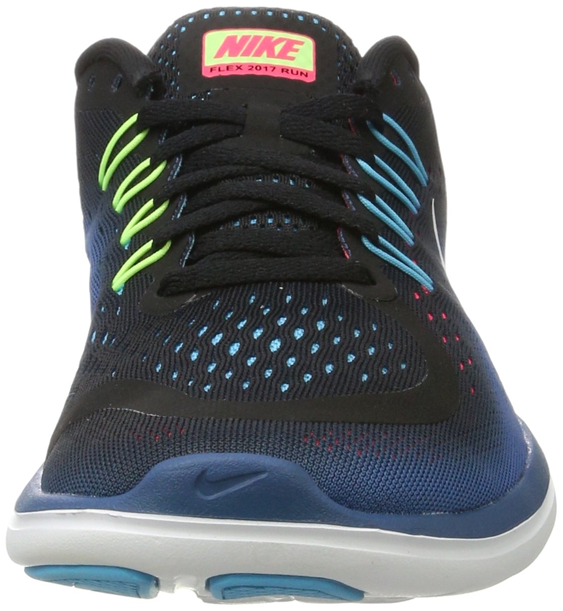 Nike Women's Flex 2017 Running Shoes - Pure Black/White/Industrial Blue/Racer Pink - Size 11.5 | Lightweight Cushioned Sneakers for Jogging, Gym Workouts & Daily Walking