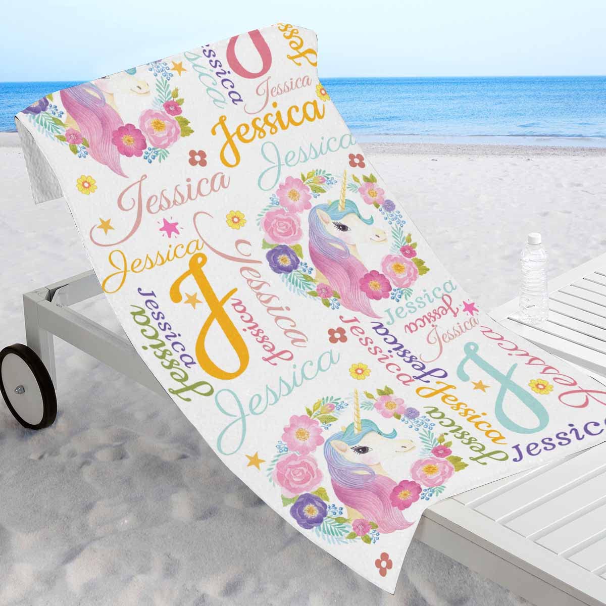 Custom Monogrammed Kids Bath Towels for Girls - Personalized Quick-Dry Swim & Beach Towels with Name - Perfect for Pool, Beach, Vacation & Summer Activities