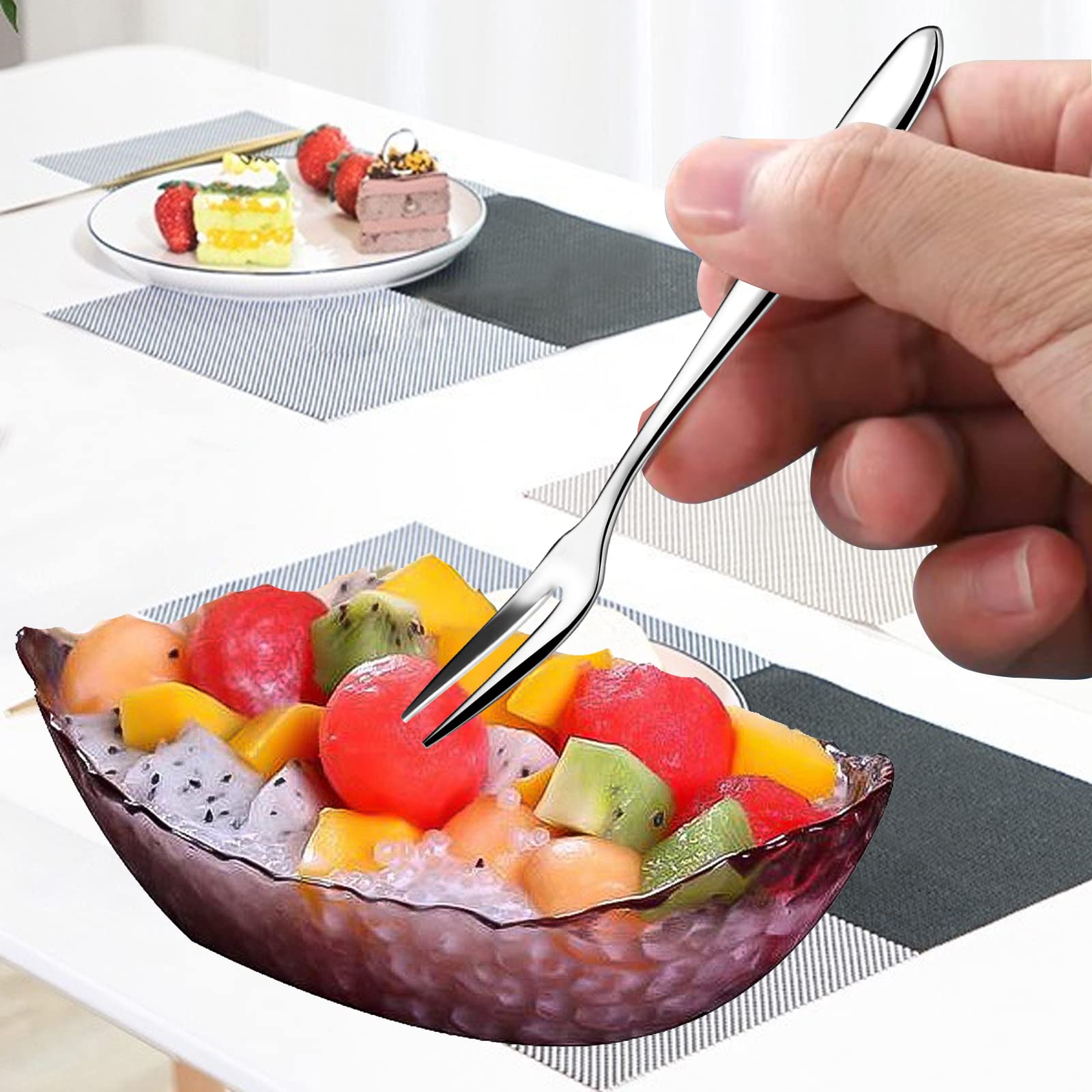 4-Piece Stainless Steel Escargot Forks Set - Mirror Polished Silver Dessert Forks for Cake, Fruit Salad, Appetizers, Crab & Seafood - Dishwasher Safe Small Tasting Forks for Parties, Dinner & Cocktail Events