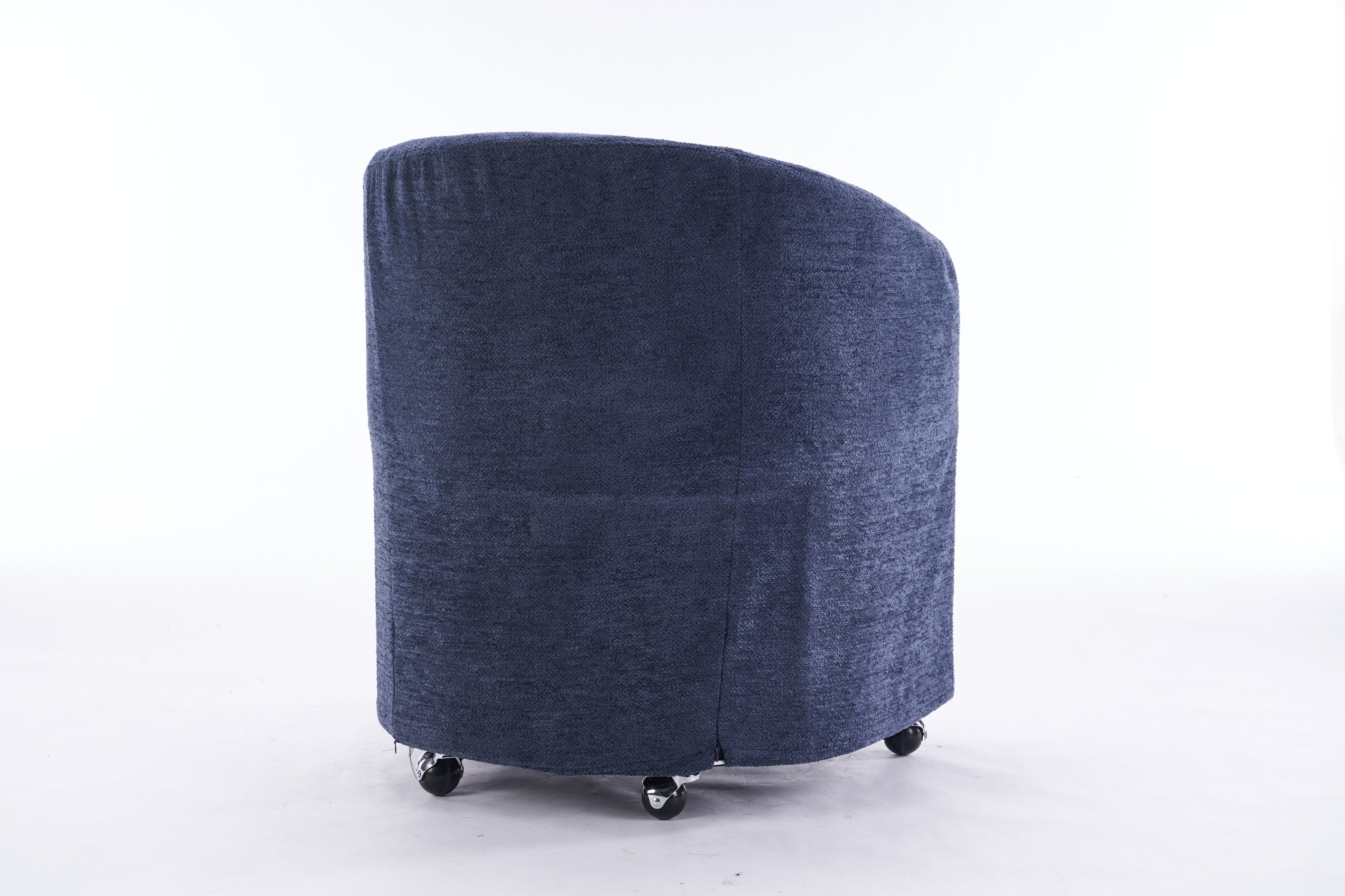 Blue Chenille Fabric Dining Armchair with Back Cushion & Universal Wheels - 1-Piece Set for Home, Office or Restaurant Use