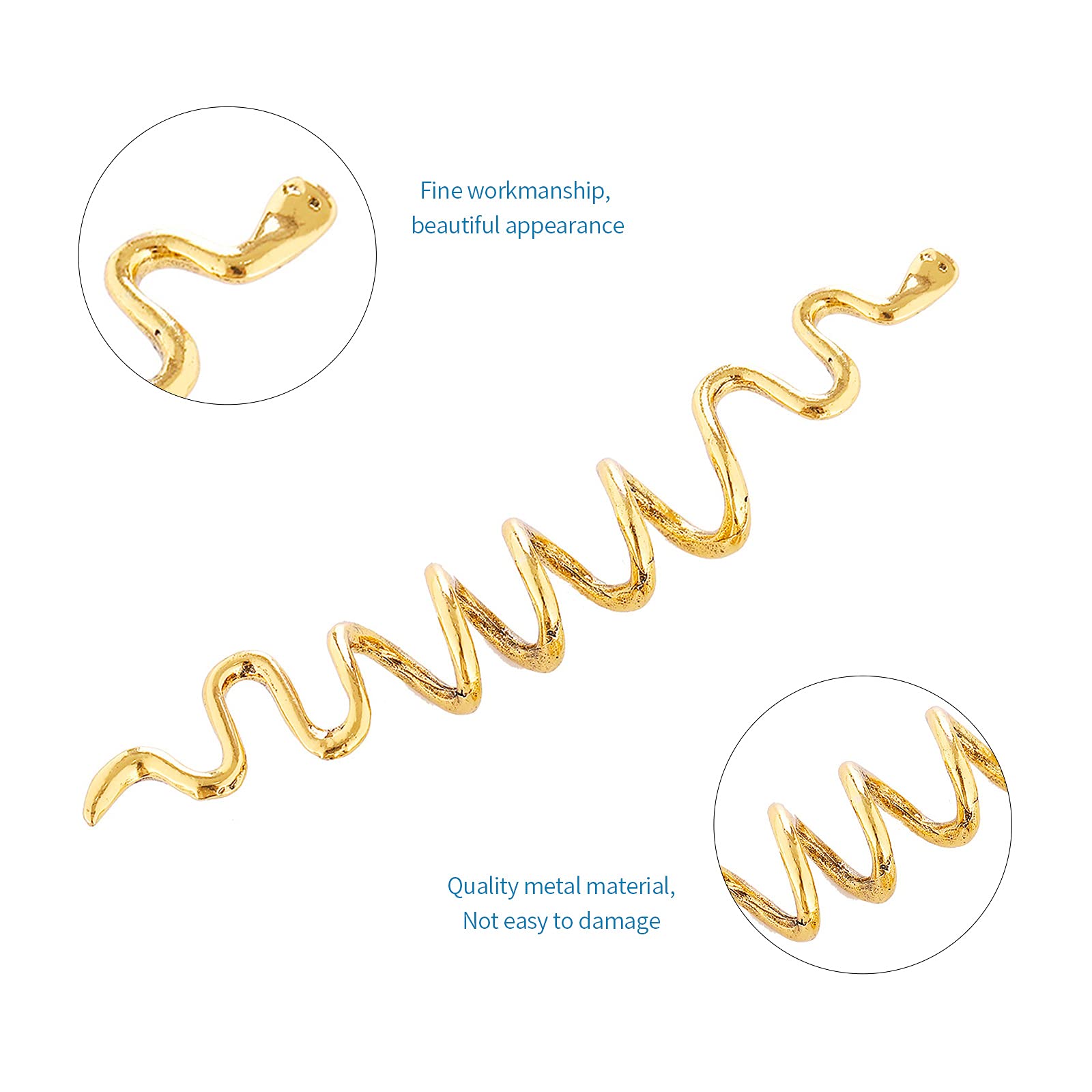Gold Snake Hair Jewelry for Braids - 6 Pack Halloween Hair Accessories for Women, Dreadlock Beads & Braid Decorations - Perfect for Costume Parties, Cosplay & Boho Hairstyles