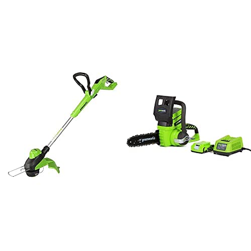 Greenworks 24V 13-Inch Brushless TORQDRIVE String Trimmer & 10-Inch Cordless Chainsaw Combo Kit with 2Ah Battery & Charger Included - Perfect for Lawn Care, Yard Maintenance & Landscaping