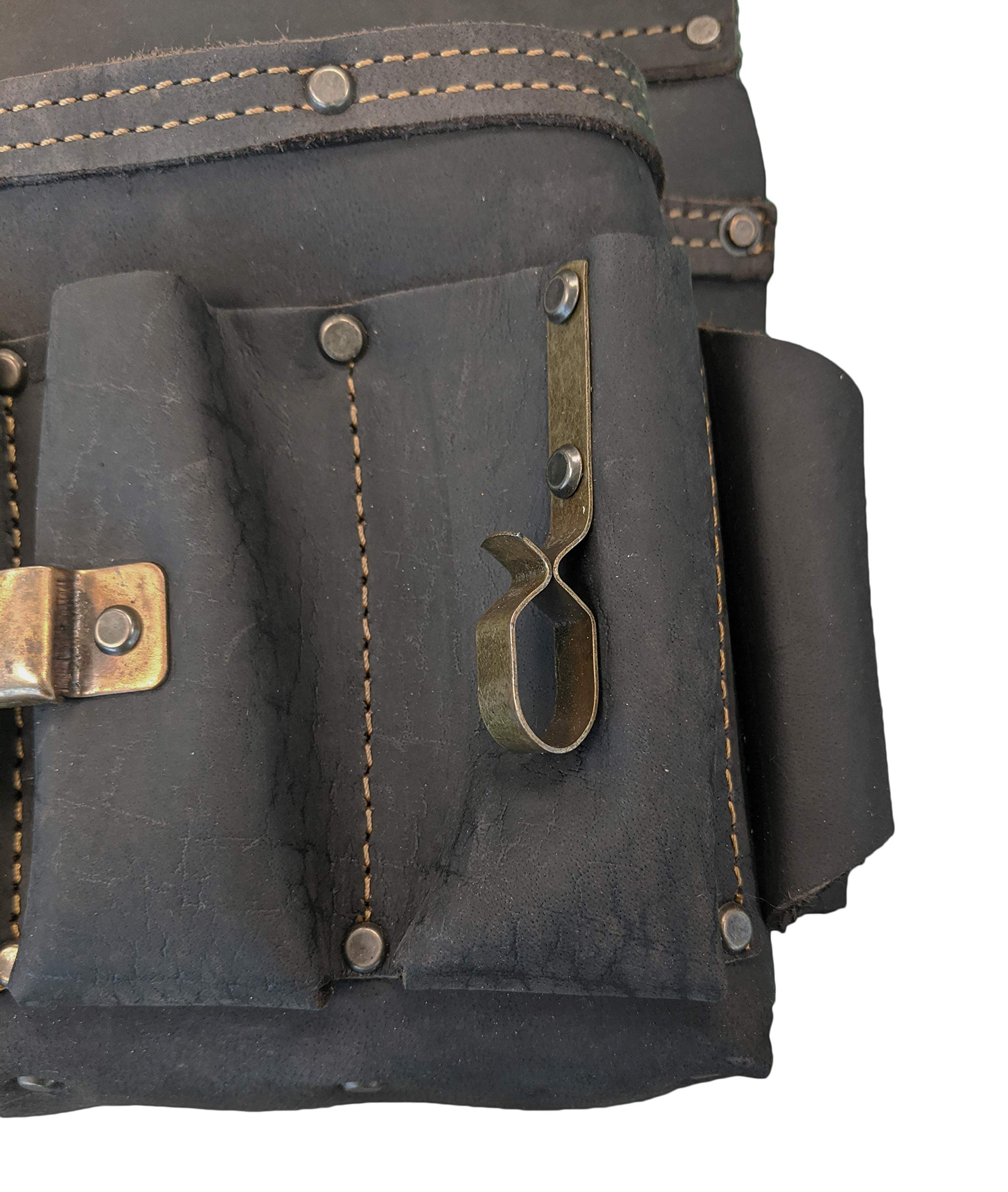 OX Tools Pro Oil-Tanned Leather Tool Pouch Set - Heavy-Duty Multi-Pocket Carpenter Belt with Hammer Holder & Reinforced Stitching for Construction, Woodworking, Electrical Work & Home DIY Projects
