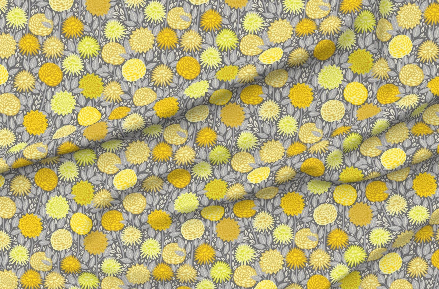 Summer Garden Wildflowers Printed Minky Fabric - Gray & Yellow Modern Floral Design for Baby Blankets, Quilt Backing & Sewing Projects | Soft Plush Fat Quarter for DIY Crafts & Home Decor