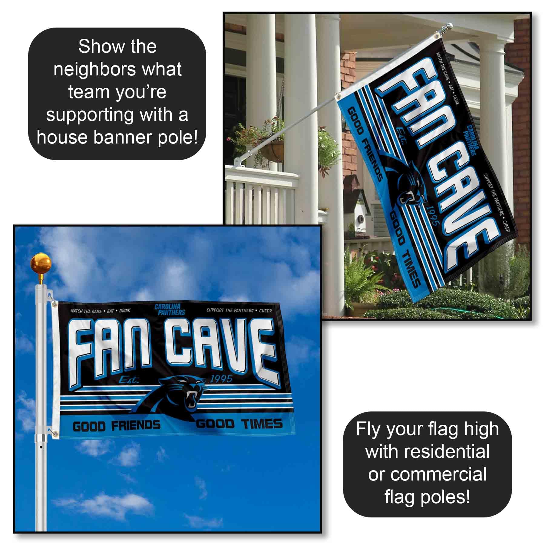 WinCraft Carolina Panthers NFL Team Fan Cave Banner Flag - Perfect for Game Day Decor, Man Cave, Tailgating & Panthers Fan Gifts