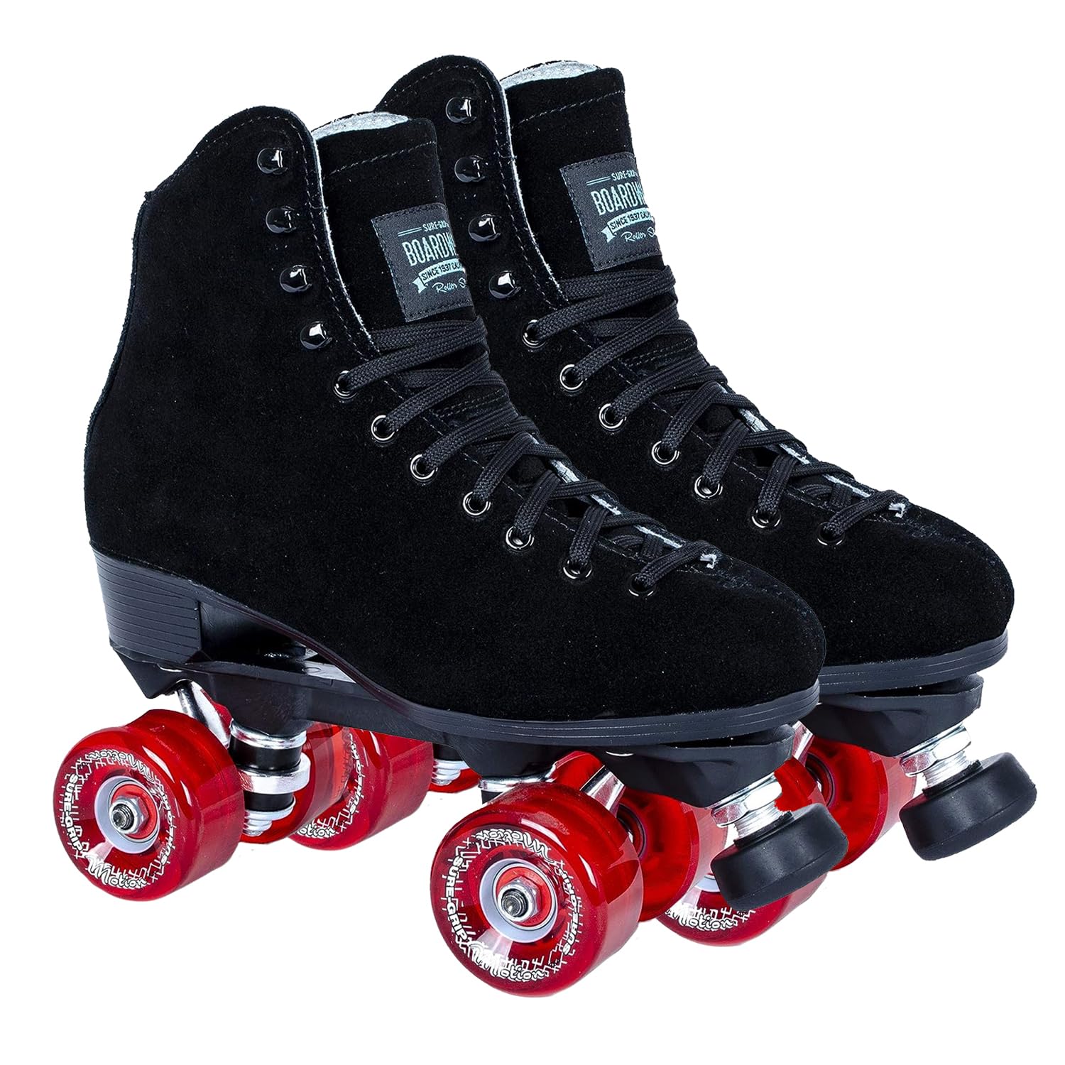 Sure Grip Boardwalk Unisex Outdoor Roller Skates - Premium Suede Material, ABEC 3 Bearings, 78A Soft 62mm Red Motion Wheels, Polyurethane Wheel Material - Perfect for Park Trails and Urban Skating