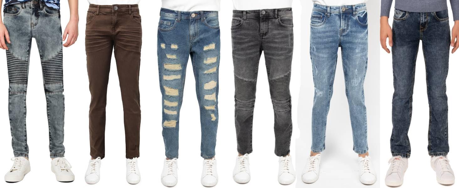 X RAY Boys Moto Denim Jeans - Stylish Kids' Motorcycle Jeans for Boys, Durable & Comfortable Denim Pants - Perfect for Riding, School & Casual Wear