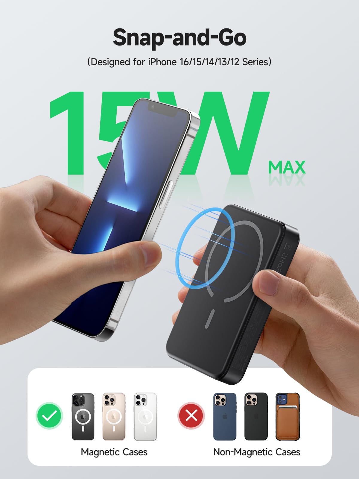 LVFAN 10000mAh Magnetic Wireless Power Bank with Magsafe - Fast Charging Portable Battery Pack with Built-in USB C Cable & LED Display for iPhone 16/15/14/13/12, Samsung, Pixel, iPad - Perfect for Travel, Commuting & Outdoor Adventures